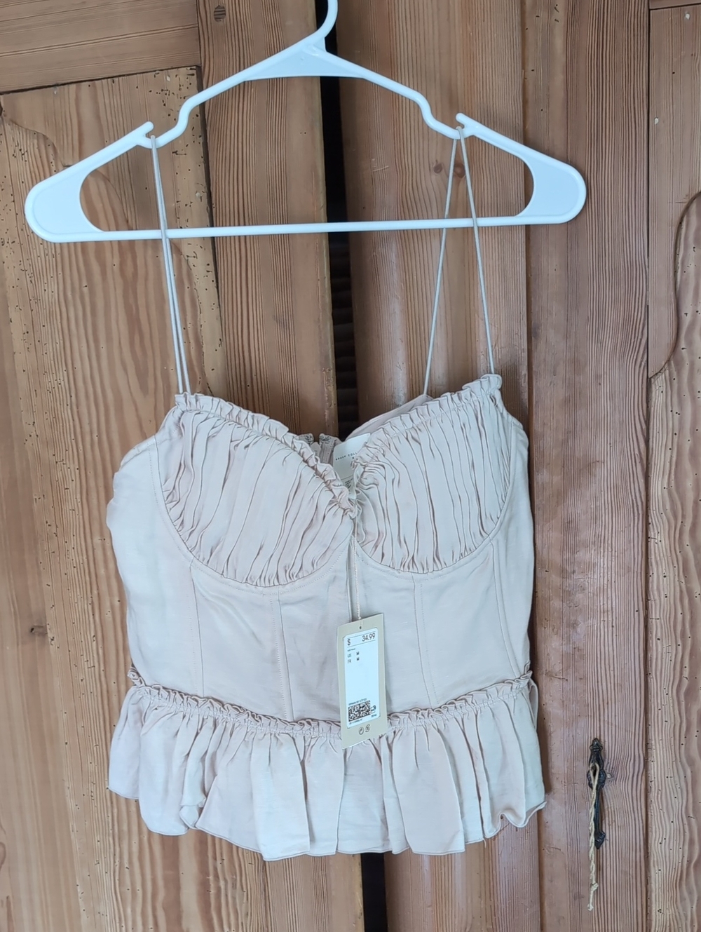 H&M Cream Ruffled Bustier Camisole